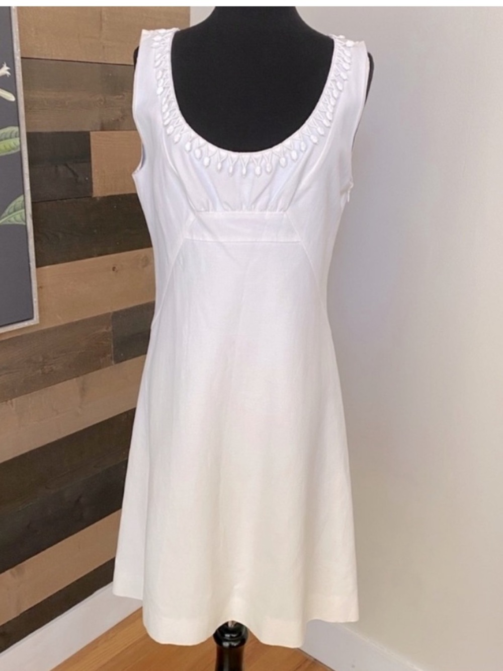 Vintage Chloe NEW Craie Sleeveless Dress Beaded Scoop Neckline Womens 8 RARE